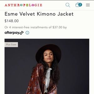 Anthropology Velvet Kimono Jacket